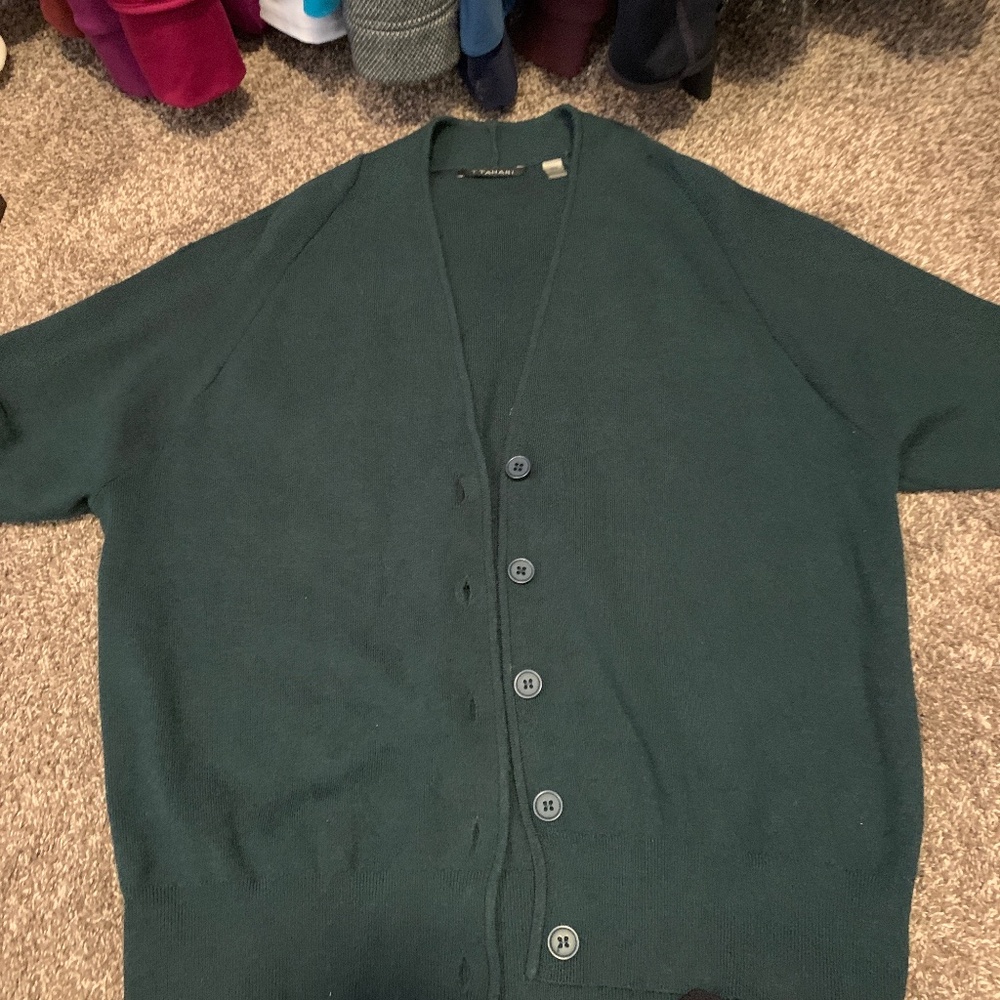 Tahari Forest green cardigan size M